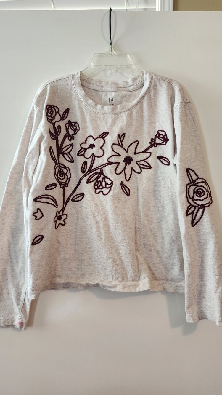 Gap Kids Girls Multi Floral Long Sleeve Graphic Boxy Tee Size M 8 # 382